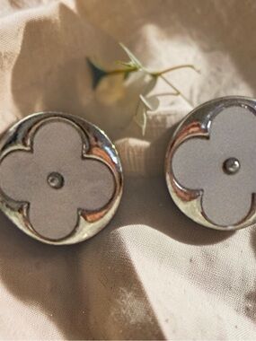 Silver-Tone Floral Button Earrings